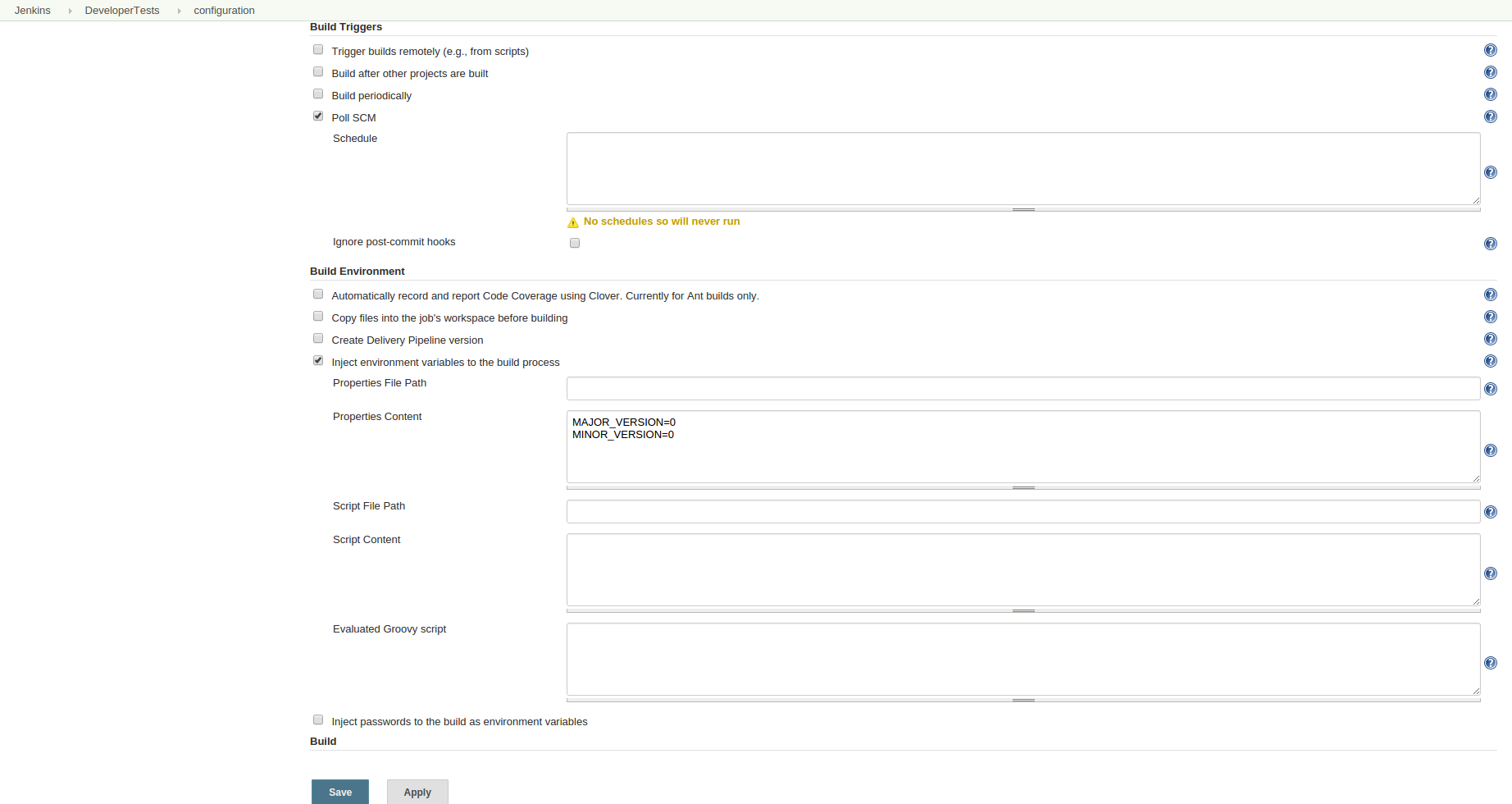 DeveloperTests Config Jenkins