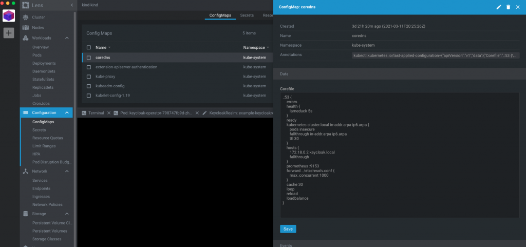 Updating the coredns ConfigMap