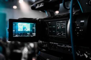 Video camera recording webinar